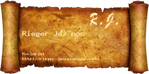 Rieger János névjegykártya